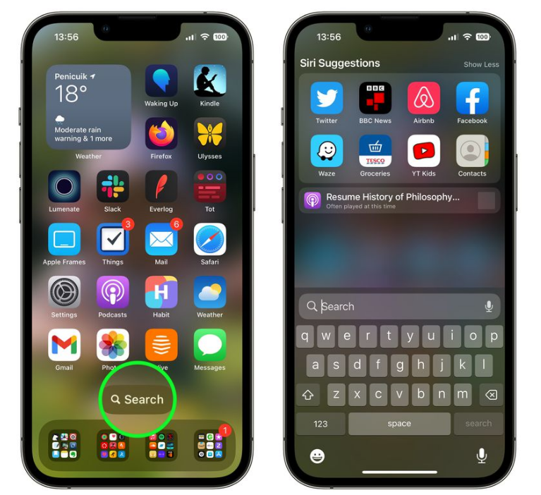 宜阳苹果手机维修分享升级到 iOS 16 后，如何删除主屏幕上的搜索按钮 
