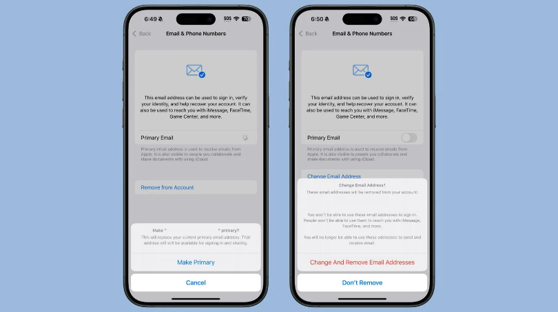 宜阳苹果手机维修分享苹果 iOS 18.1 支持设置“主要”邮箱地址并更改 iCloud 邮箱 